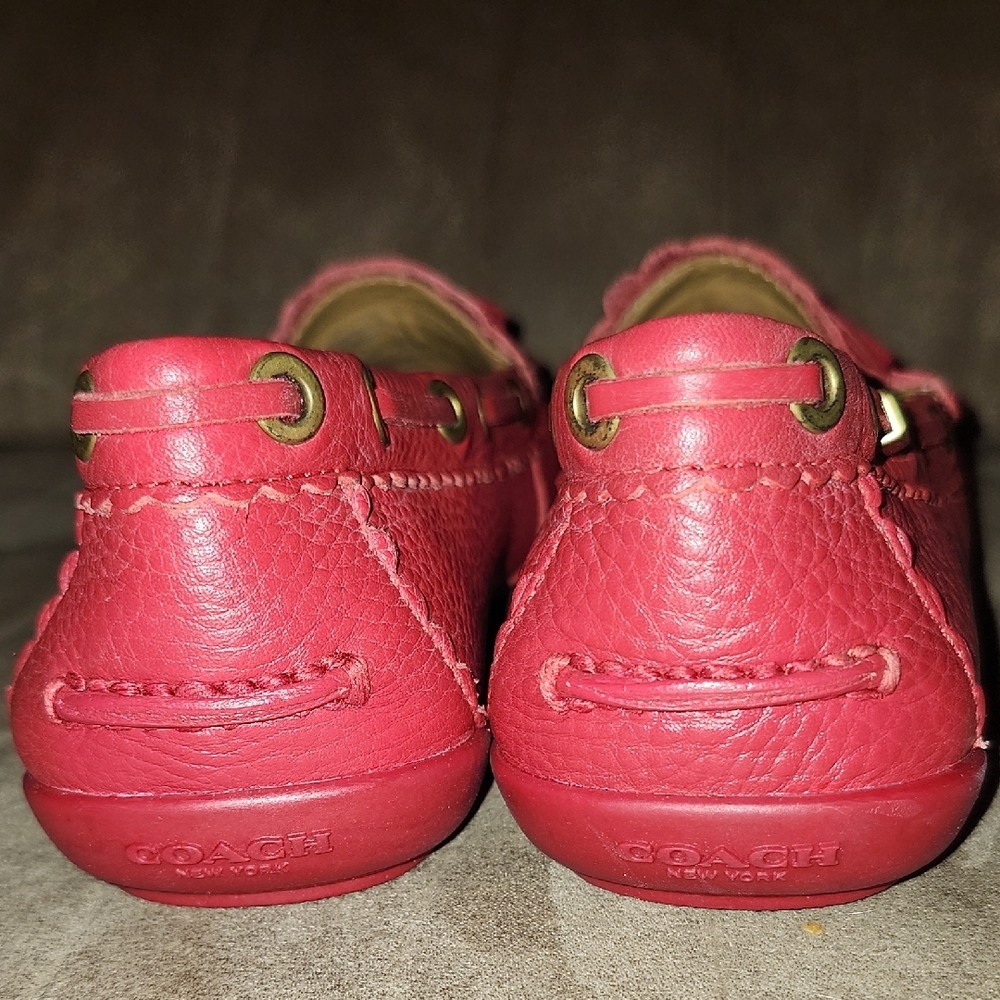 Coach Red Leather Loafers with Tassels - Picture 4 of 4